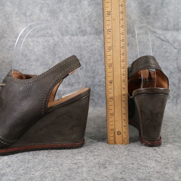 Biala Shoes Women 38 Bootie Wedge Fashion Leather Lace Up Bayley Slingback Olive - Picture 7 of 16